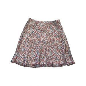 Ann Taylor Petite Floral Skater Skirt 4 Grey A-Line Floral Print Made in USA
